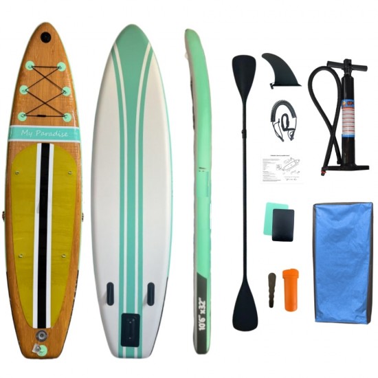 ΣΑΝΙΔΑ SUP MALL-011 φουσκωτή με ΔΙΠΛΟ κουπί, αξεσουάρ και σακίδιο μεταφοράς, 320x81x15cm