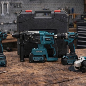 ASSUR Σετ Γωνιακός Τροχός & Δραπανοκατσάβιδο & Κατσαβιδιέρα & Κρουστικό Δραπανοκατσάβιδο με 3 Μπαταρίες