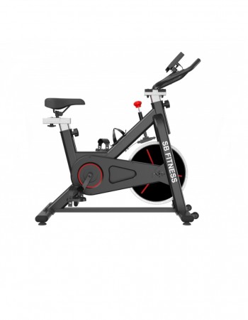 Ποδήλατο Γυμναστικής SB FITNESS με οθόνη και μετρητή καρδιακών παλμών σε Μαύρο Κόκκινο βάρος τροχού 6kg