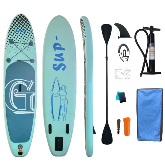 ΣΑΝΙΔΑ SUP MALL-013 φουσκωτή με ΔΙΠΛΟ κουπί, αξεσουάρ και σακίδιο μεταφοράς, 320x81x15cm