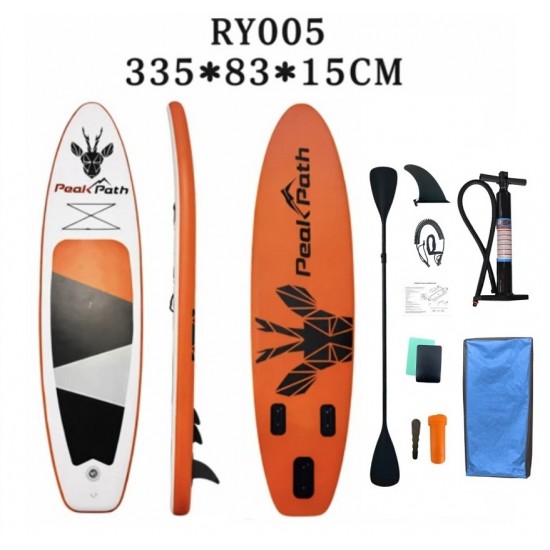 ΣΑΝΙΔΑ SUP MALL-NRY005 φουσκωτή με ΔΙΠΛΟ κουπί, αξεσουάρ και σακίδιο μεταφοράς, 335x83x15cm