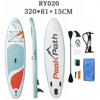 ΣΑΝΙΔΑ SUP MALL-NRY020 φουσκωτή με ΔΙΠΛΟ κουπί, αξεσουάρ και σακίδιο μεταφοράς, 320x81x15cm