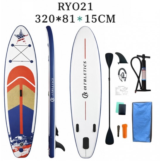 ΣΑΝΙΔΑ SUP MALL-NRY021 φουσκωτή με ΔΙΠΛΟ κουπί, αξεσουάρ και σακίδιο μεταφοράς, 320x81x15cm