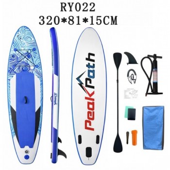 ΣΑΝΙΔΑ SUP MALL-NRY022 φουσκωτή με ΔΙΠΛΟ κουπί, αξεσουάρ και σακίδιο μεταφοράς, 320x81x15cm