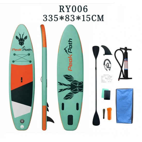 ΣΑΝΙΔΑ SUP MALL-NRY006 φουσκωτή με ΔΙΠΛΟ κουπί, αξεσουάρ και σακίδιο μεταφοράς, 335x83x15cm