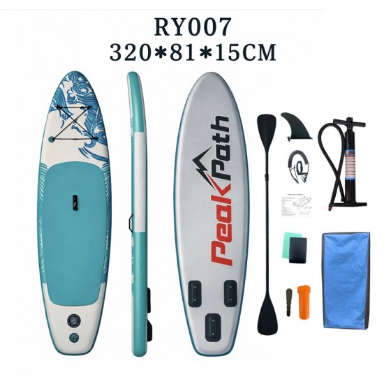 ΣΑΝΙΔΑ SUP MALL-NRY007 φουσκωτή με ΔΙΠΛΟ κουπί, αξεσουάρ και σακίδιο μεταφοράς, 320x81x15cm