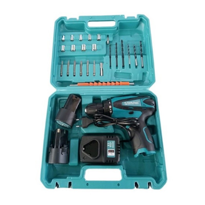 Επαναφορτιζόμενο δράπανο STAHL MAYER 24V 5Ah με 2 μπαταρίες και πλήρες σετ εξαρτημάτων σε βαλίτσα