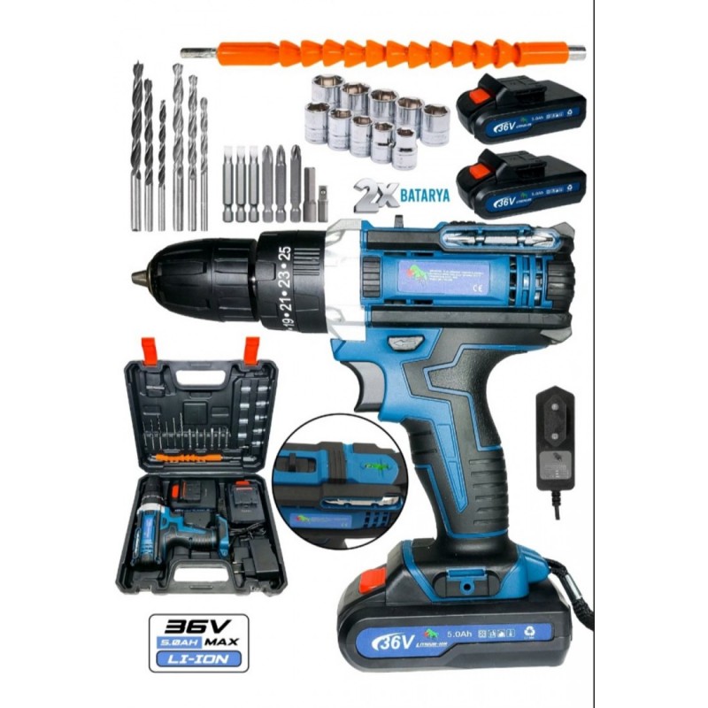 Δραπανοκατσάβιδο μπαταρίας DAFLONG 36V με 2 μπαταρίες και βαλιτσάκι μεταφοράς