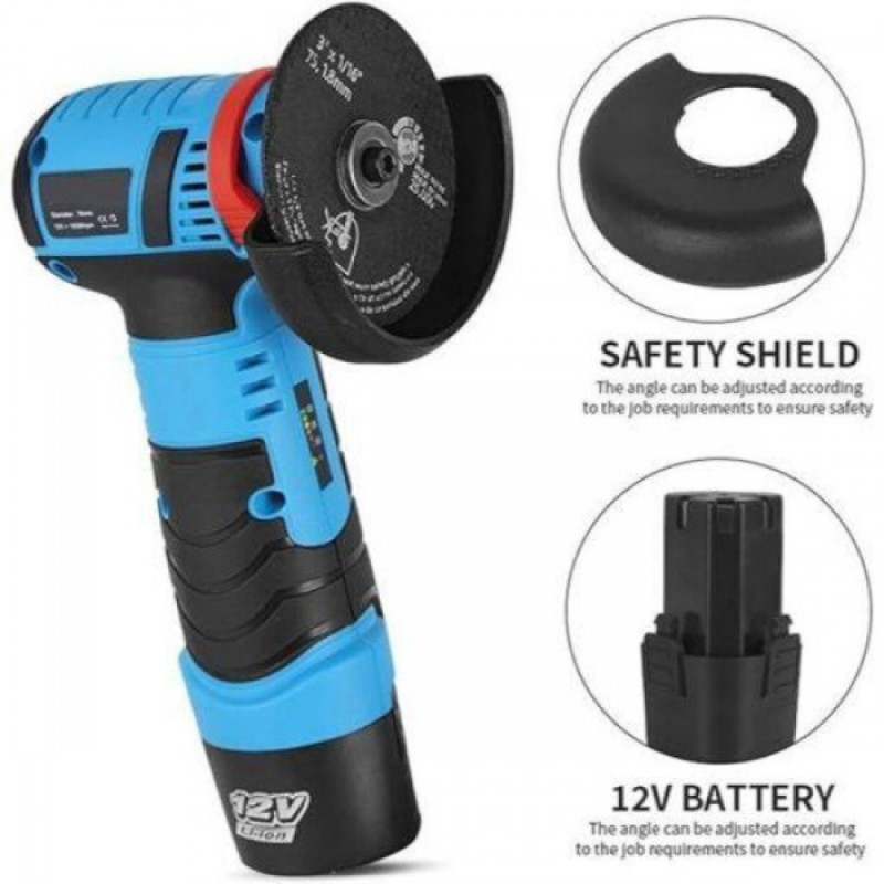 Γωνιακός Τροχός Μπαταρίας λείανσης 76mm – Στίλβωσης 12V 19500rpm ΜΕ 2 Μπαταρίες