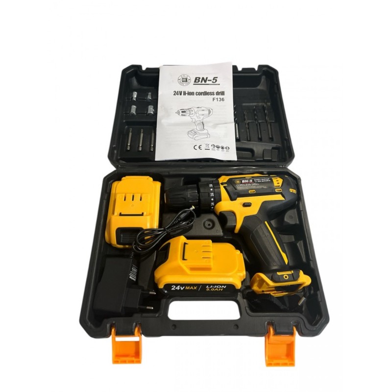 Κρουστικό κατσαβίδι-τρυπάνι 24V BN-5 με μπαταρία 5000mAh και ροπή 55 Nm