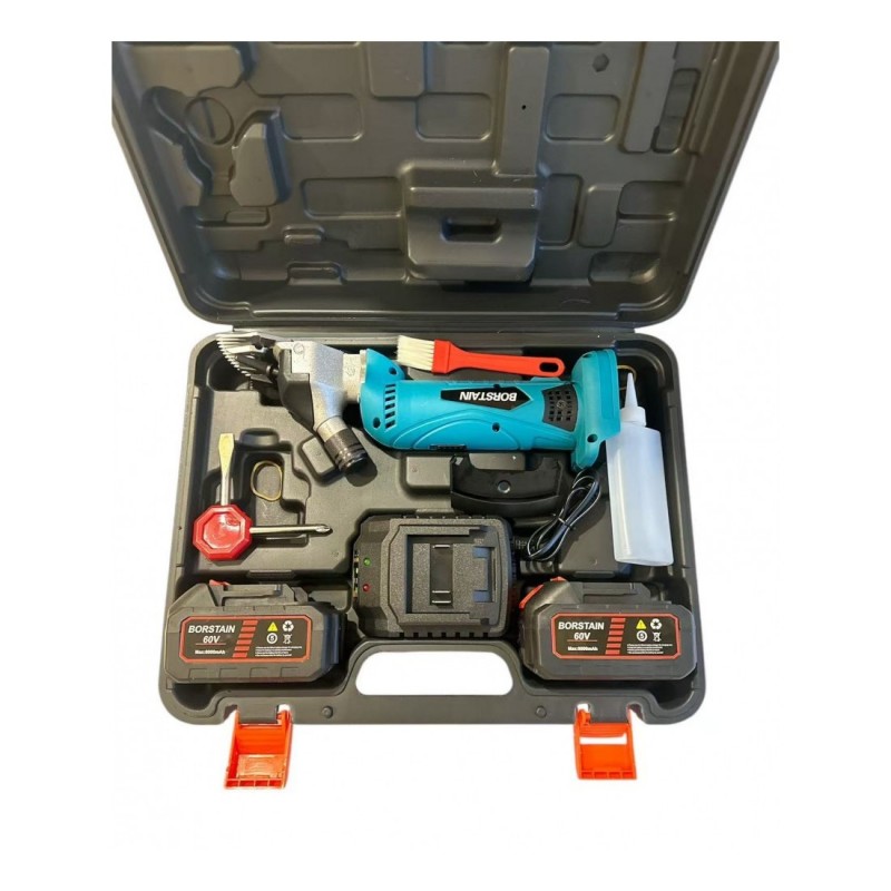 Κουρευτική μηχανή για πρόβατα Borstain 60V με 2 μπαταρίες 8.0Ah και πλήρες σετ εξαρτημάτων