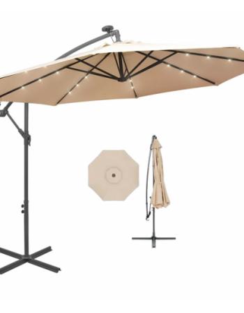 Επαγγελματική Κρεμαστή Τηλεσκοπική Ομπρέλα 3m με περιστρεφόμενη βάση, μπεζ χρώμα