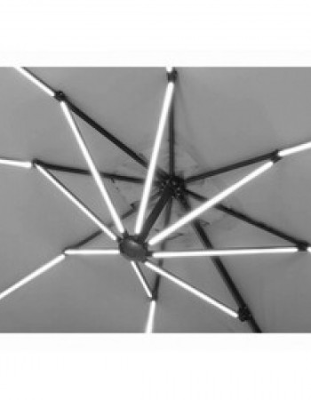 Επαγγελματική Ομπρέλα Δαπέδου Τηλεσκοπική 3x3m με LED φώτα, μπλε navy ύφασμα και γκρι σκελετό