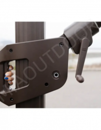 Επαγγελματική Ομπρέλα Δαπέδου Τηλεσκοπική 3x3m με LED φώτα, μπλε navy ύφασμα και γκρι σκελετό