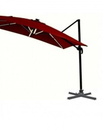 Επαγγελματική Ομπρέλα Δαπέδου Τηλεσκοπική 3x3m με LED φώτα, μπορντό ύφασμα 