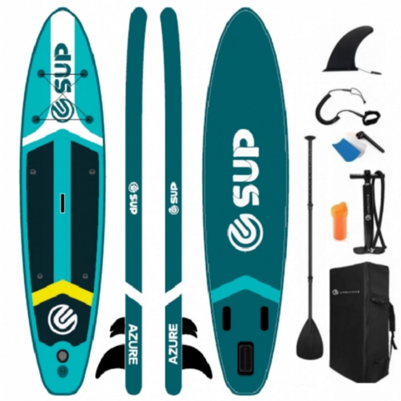 Φουσκωτή σανίδα SUP AZURE με κουπί και σακίδιο μεταφοράς