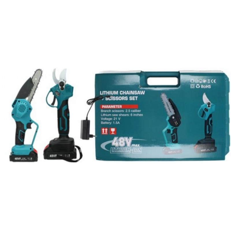 Αλυσοπρίονο και ψαλίδι μπαταρίας 48V για κοπή ξύλων και κλαδιών
