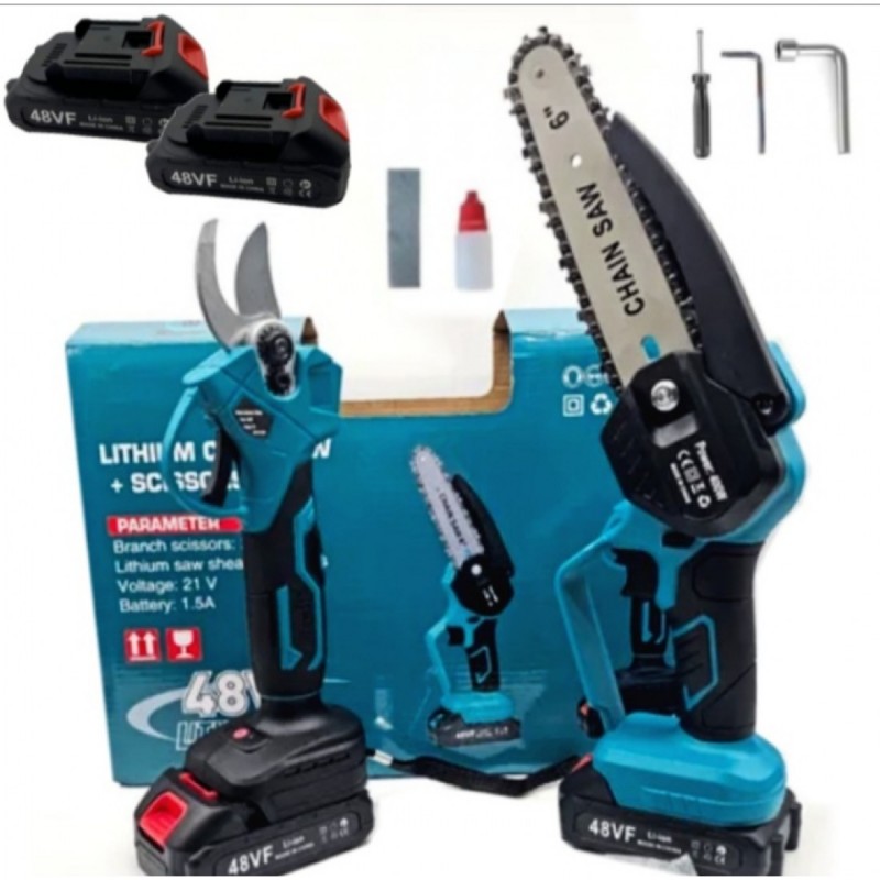 Αλυσοπρίονο και ψαλίδι μπαταρίας 48V για κοπή ξύλων και κλαδιών