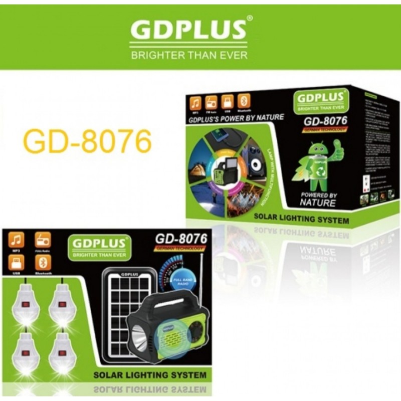 ΣΥΣΤΗΜΑ ΗΛΙΑΚΟΥ ΦΩΤΙΣΜΟΥ-ΦΟΡΤΙΣΗΣ ΚΑΙ ΡΑΔΙΟΦΩΝΟ GD-8076