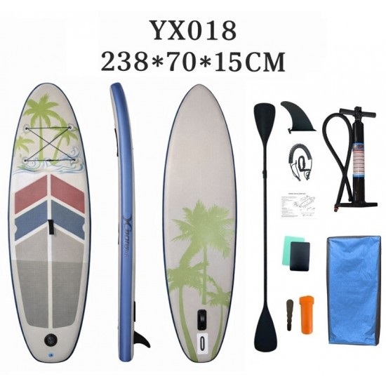 ΣΑΝΙΔΑ SUP 1-YX018 φουσκωτή με ΔΙΠΛΟ κουπί, αξεσουάρ και σακίδιο μεταφοράς, 238x70x15cm
