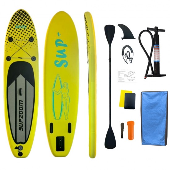 ΣΑΝΙΔΑ SUP MALL-003 φουσκωτή με ΔΙΠΛΟ κουπί, αξεσουάρ και σακίδιο μεταφοράς, 305x76x15cm