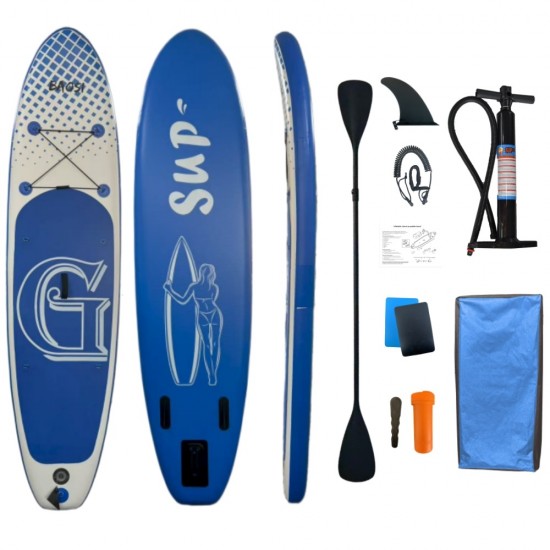 ΣΑΝΙΔΑ SUP MALL-004 φουσκωτή με ΔΙΠΛΟ κουπί, αξεσουάρ και σακίδιο μεταφοράς, 305x76x15cm