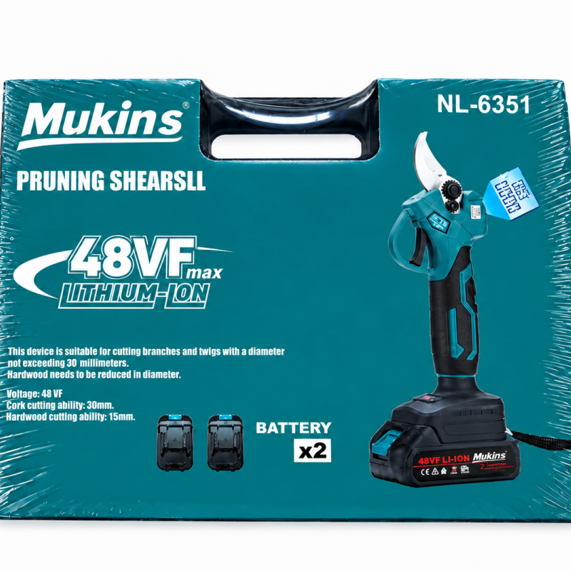 NL-6351 Ψαλίδι Κλαδέματος 48V Mukins με 2 Μπαταρίες & Μέγιστη Διάμετρο Κοπής 35mm σε Βαλιτσάκι Μεταφοράς